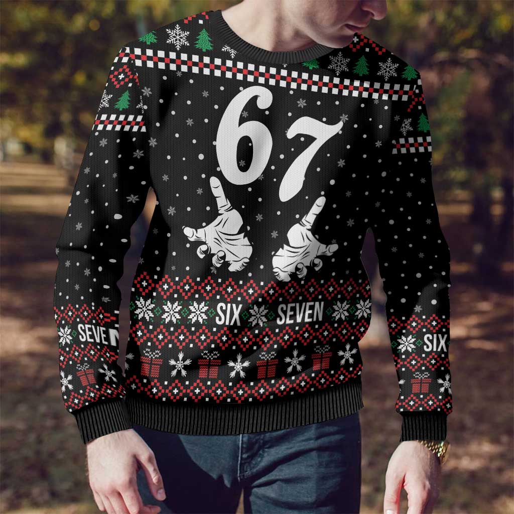 Six Seven Skeleton Hand Christmas Ugly Christmas Sweater Meme Gen Alpha Slang - Wonder Print Shop
