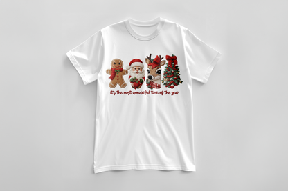 Most Wonderful Time – Gingerbread, Santa, Reindeer & Tree Christmas Tee