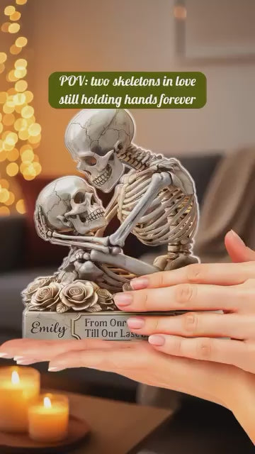 Custom Gothic Skeleton Acrylic Plaque - Personalized Anniversary Wedding Gifts For Husband And Wife, Him And Her - Bone To Be Yours
