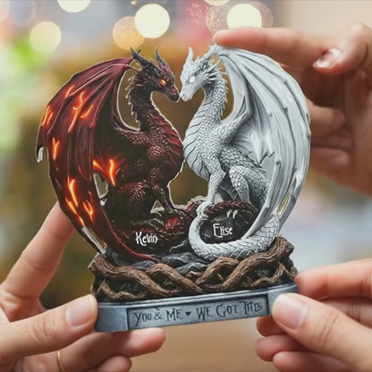 Personalized Dragon Couple Acrylic Plaque, Custom Name Lovers Gift, Fantasy Anniversary Decor, Wedding Gifts for Husband and Wife, Dragon Gifts