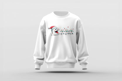 Snowball Chomp – Pac-Style Snowmen Funny Holiday T-Shirt
