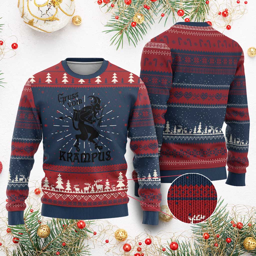 Krampus Ugly Christmas Sweater Gruss Vom Greetings - Wonder Print Shop