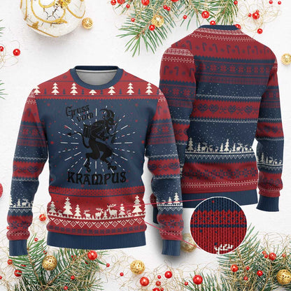Krampus Ugly Christmas Sweater Gruss Vom Greetings - Wonder Print Shop