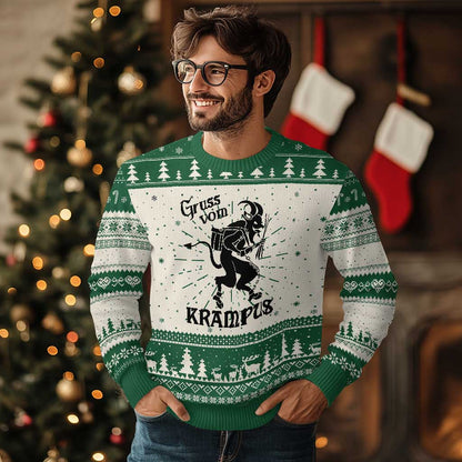 Krampus Ugly Christmas Sweater Gruss Vom Greetings - Wonder Print Shop