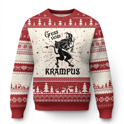 Krampus Ugly Christmas Sweater Gruss Vom Greetings - Wonder Print Shop