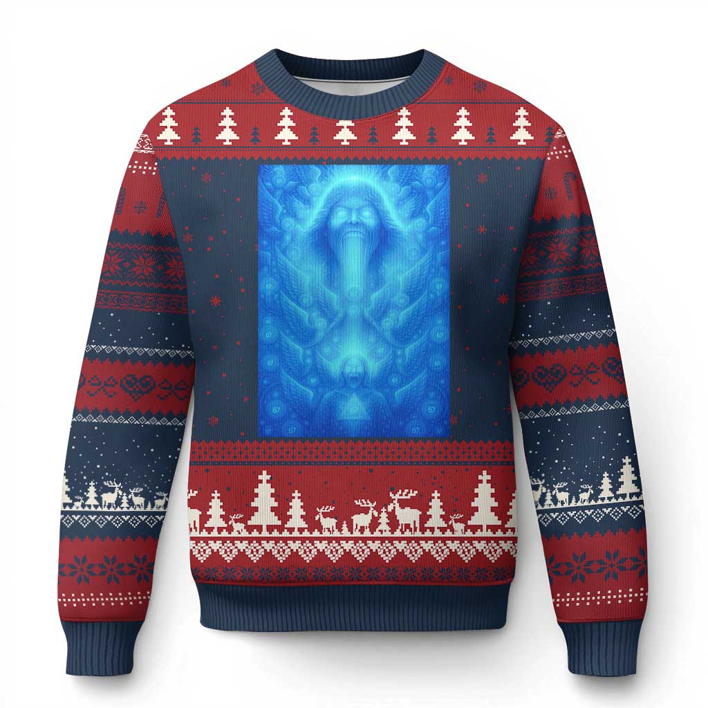 Divine 67 Meme Ugly Christmas Sweater Celestial Mason 6 7 Spiritual Six Seven Angelcore