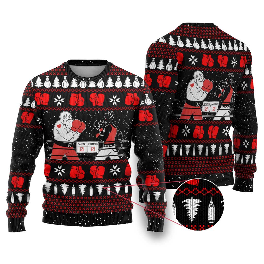 Christmas Boxing Santa And Krampus Ugly Christmas Sweater Xmas Holiday Patterns - Wonder Print Shop