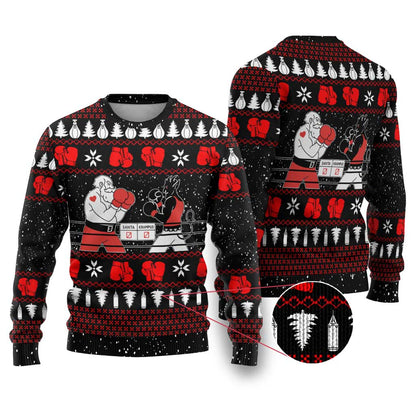 Christmas Boxing Santa And Krampus Ugly Christmas Sweater Xmas Holiday Patterns - Wonder Print Shop