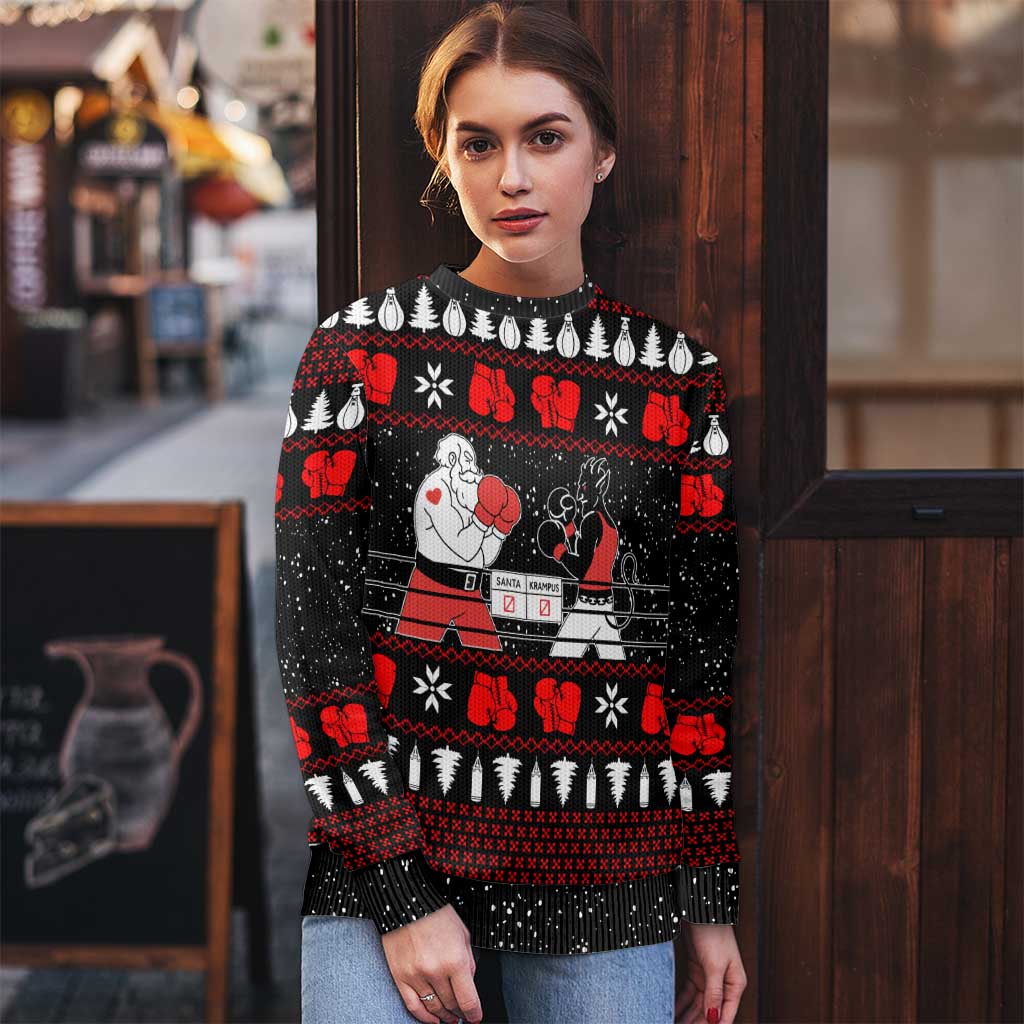 Christmas Boxing Santa And Krampus Ugly Christmas Sweater Xmas Holiday Patterns - Wonder Print Shop