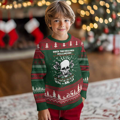 Xmas Viking Valhalla Ugly Christmas Sweater Deck The Halls With Skulls And Bodies - Wonder Print Shop