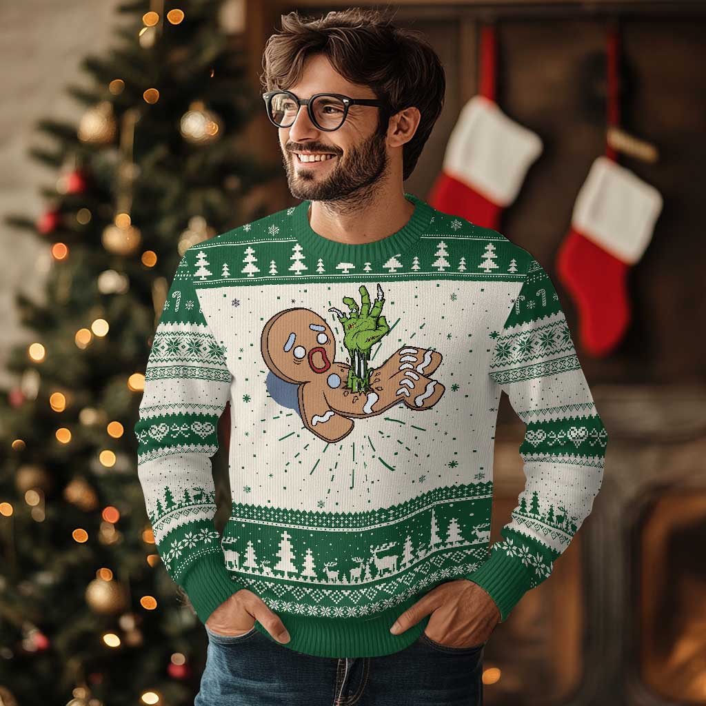 Funny Xmas Ugly Christmas Sweater Scary Zombie Gingerbread Krampus Broken Cookie - Wonder Print Shop