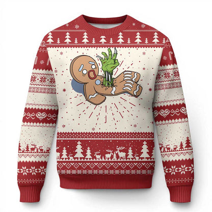 Funny Xmas Ugly Christmas Sweater Scary Zombie Gingerbread Krampus Broken Cookie - Wonder Print Shop