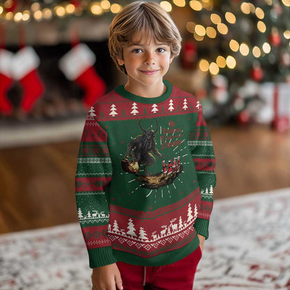 Xmas Krampus Ugly Christmas Sweater He Knows If You've Been Naughty - Wonder Print Shop