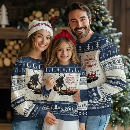 Xmas Krampus Ugly Christmas Sweater He Knows If You've Been Naughty - Wonder Print Shop