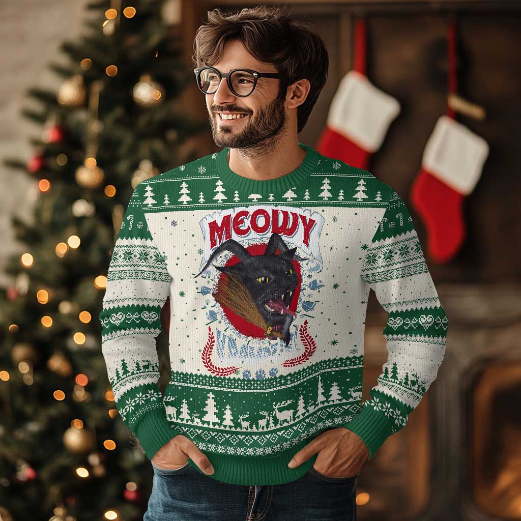Xmas Krampus Cat Ugly Christmas Sweater Meowy Krampuss Black Cat - Wonder Print Shop