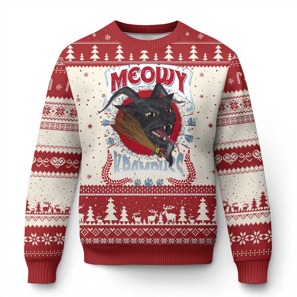 Xmas Krampus Cat Ugly Christmas Sweater Meowy Krampuss Black Cat - Wonder Print Shop