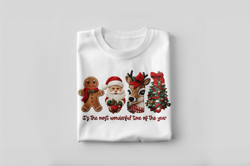 Most Wonderful Time – Gingerbread, Santa, Reindeer & Tree Christmas Tee