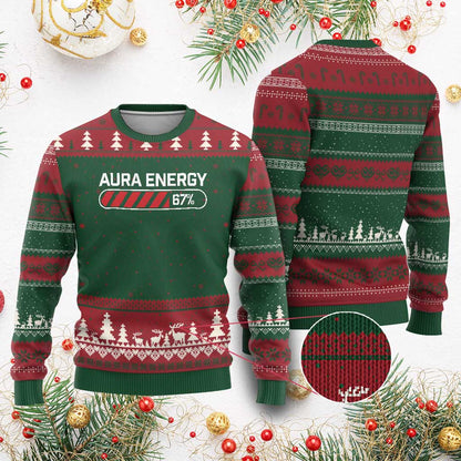 Funny Six Seven Ugly Christmas Sweater Aura Energy at 67 Meme Gen Alpha Slang