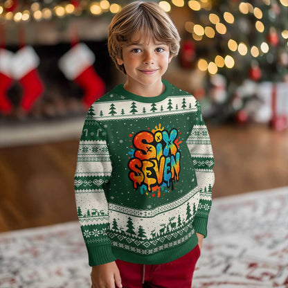 Fun Six Seven Graffiti Ugly Christmas Sweater Funny 67 Meme Gen Alpha Slang Streetwear Hip Hop