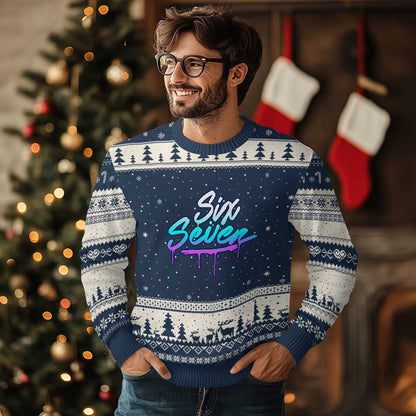 Fun Six Seven Ugly Christmas Sweater Funny 6 7 Meme Gen Alpha Slang Streetwear Gradient