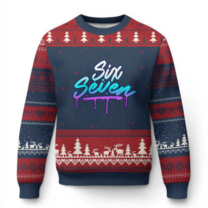 Fun Six Seven Ugly Christmas Sweater Funny 6 7 Meme Gen Alpha Slang Streetwear Gradient