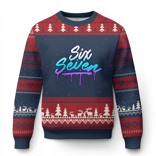 Fun Six Seven Ugly Christmas Sweater Funny 6 7 Meme Gen Alpha Slang Streetwear Gradient