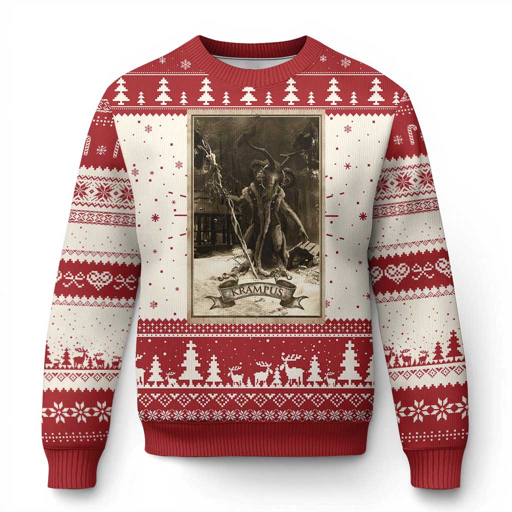 Krampus Ugly Christmas Sweater Xmas Horror Ugly Sweater Krampus Tarot Card Evil Pajama