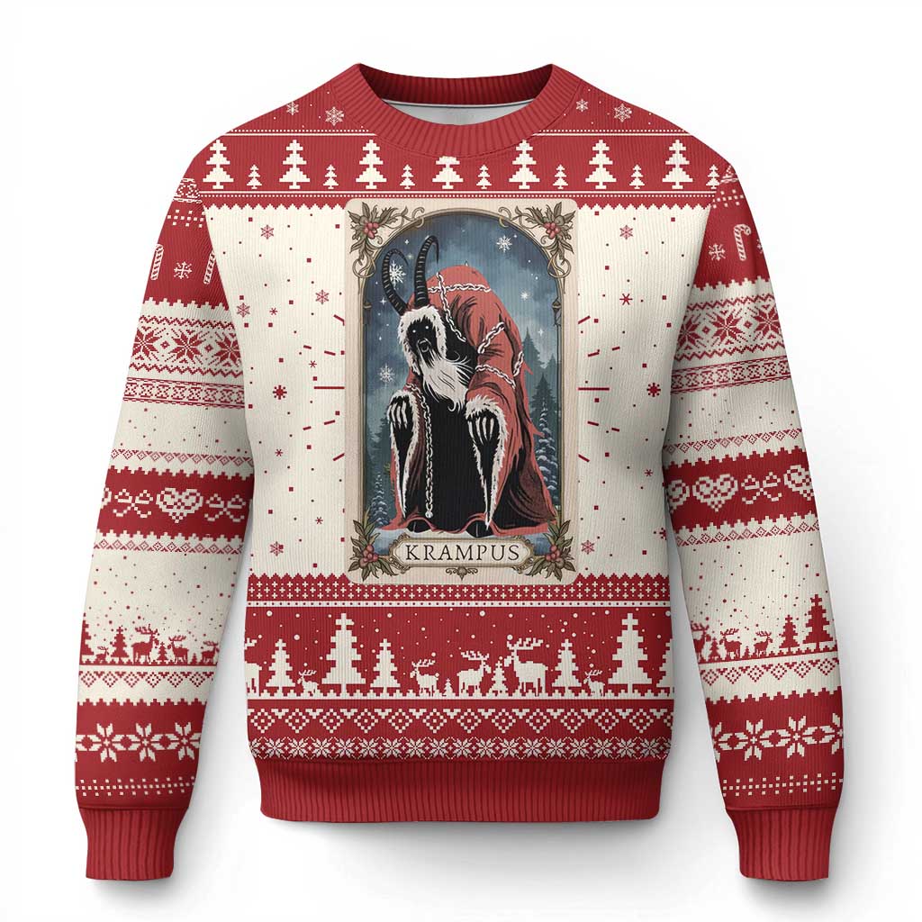 Krampus Ugly Christmas Sweater Tarot Card Xmas Horror Ugly Sweater Evil Pajama