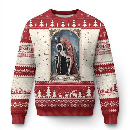 Krampus Ugly Christmas Sweater Tarot Card Xmas Horror Ugly Sweater Evil Pajama