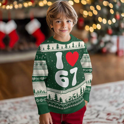 I Love 67 Ugly Christmas Sweater 67th Birthday Six Seven Funny Gen Alpha Slang Saying
