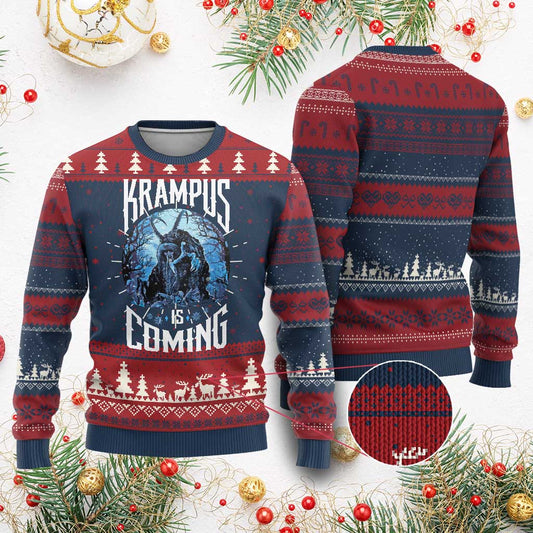 Xmas Krampus Ugly Christmas Sweater Krampusnacht Monster Krampus Is Coming