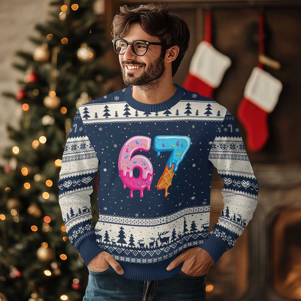 67 Ice Cream Drip Meme Ugly Christmas Sweater Funny Six Seven Gen Alpha Slang