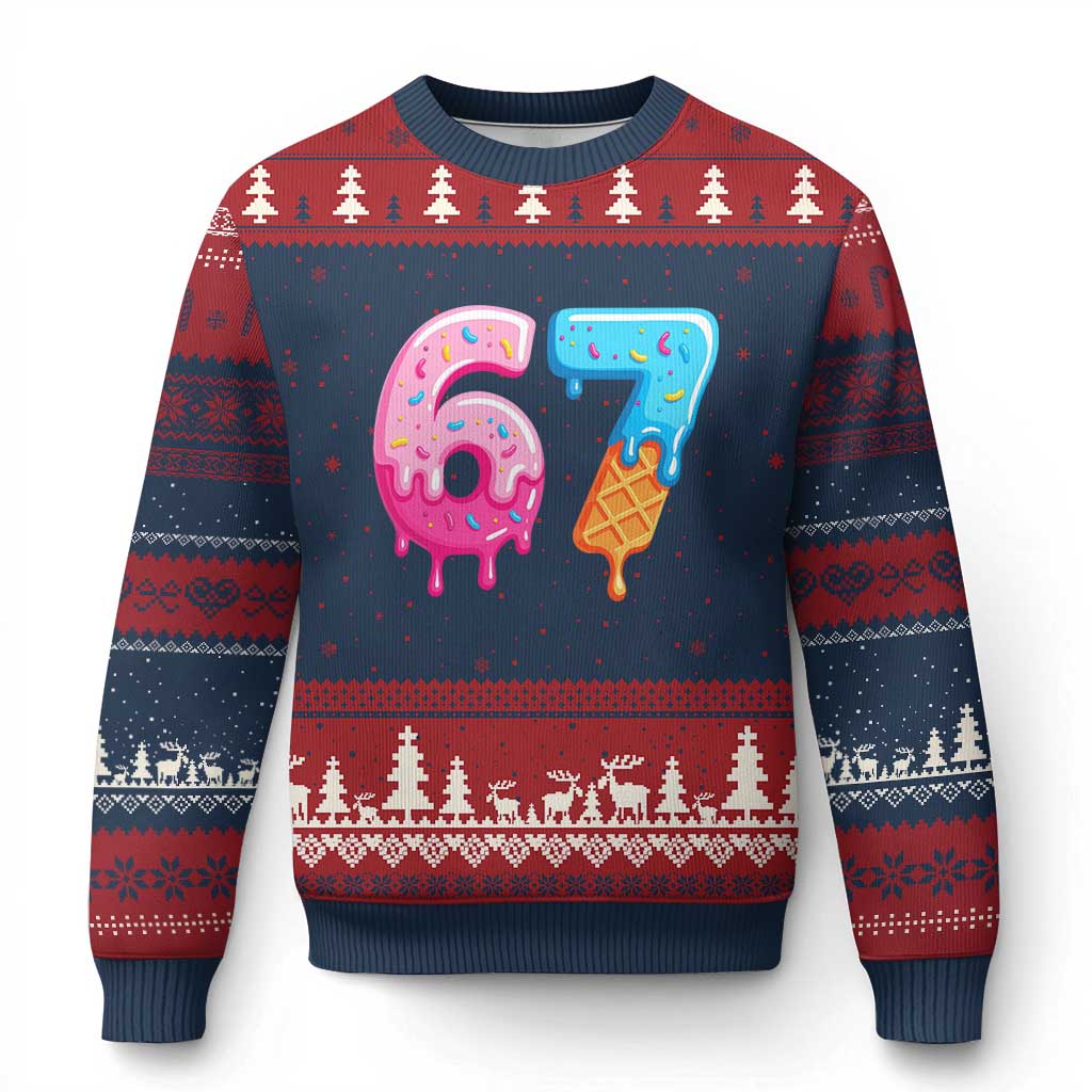67 Ice Cream Drip Meme Ugly Christmas Sweater Funny Six Seven Gen Alpha Slang