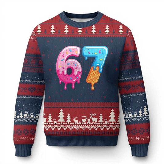 67 Ice Cream Drip Meme Ugly Christmas Sweater Funny Six Seven Gen Alpha Slang