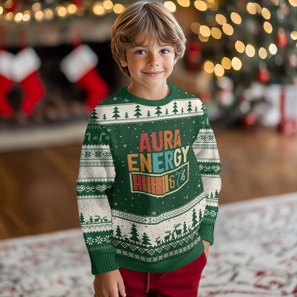 Funny Aura Energy At 67 Ugly Christmas Sweater Six Seven Meme Gen Alpha Slang