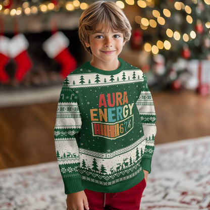 Funny Aura Energy At 67 Ugly Christmas Sweater Six Seven Meme Gen Alpha Slang
