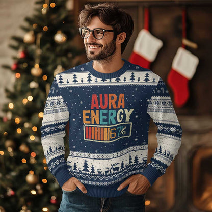 Funny Aura Energy At 67 Ugly Christmas Sweater Six Seven Meme Gen Alpha Slang