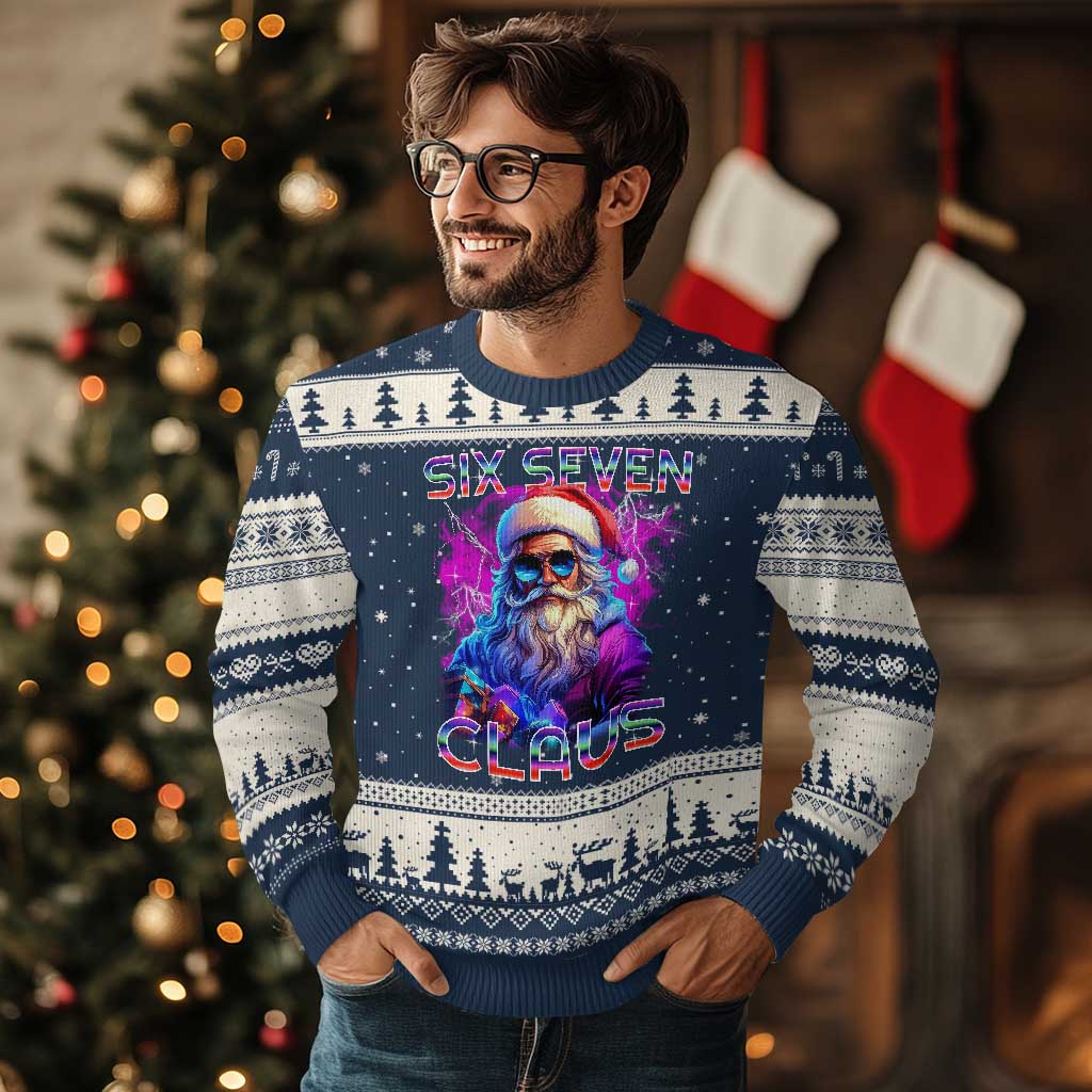 Funny Six Seven Claus Ugly Christmas Sweater 67 Xmas Santa Meme Gen Alpha
