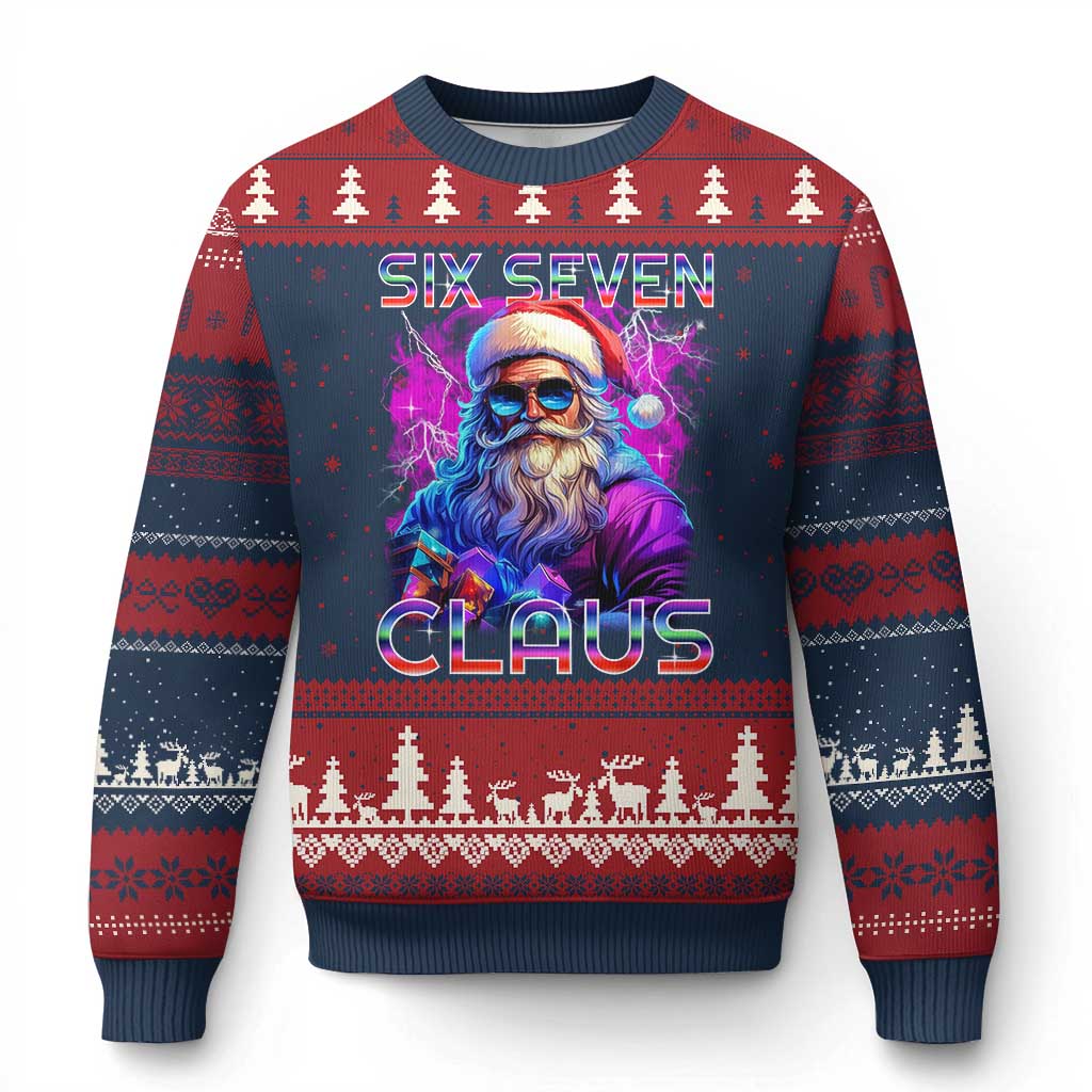 Funny Six Seven Claus Ugly Christmas Sweater 67 Xmas Santa Meme Gen Alpha
