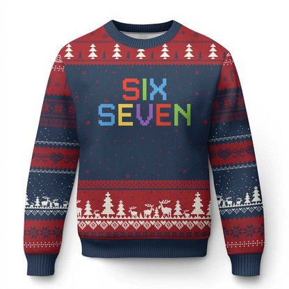 Six Seven Meme Pixel 67 Gen Alpha Meme Ugly Christmas Sweater