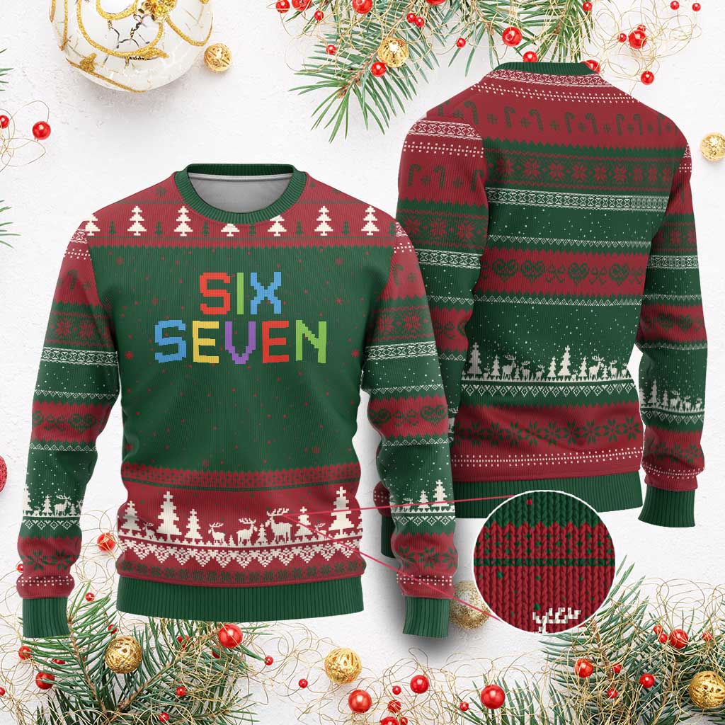 Six Seven Meme Pixel 67 Gen Alpha Meme Ugly Christmas Sweater