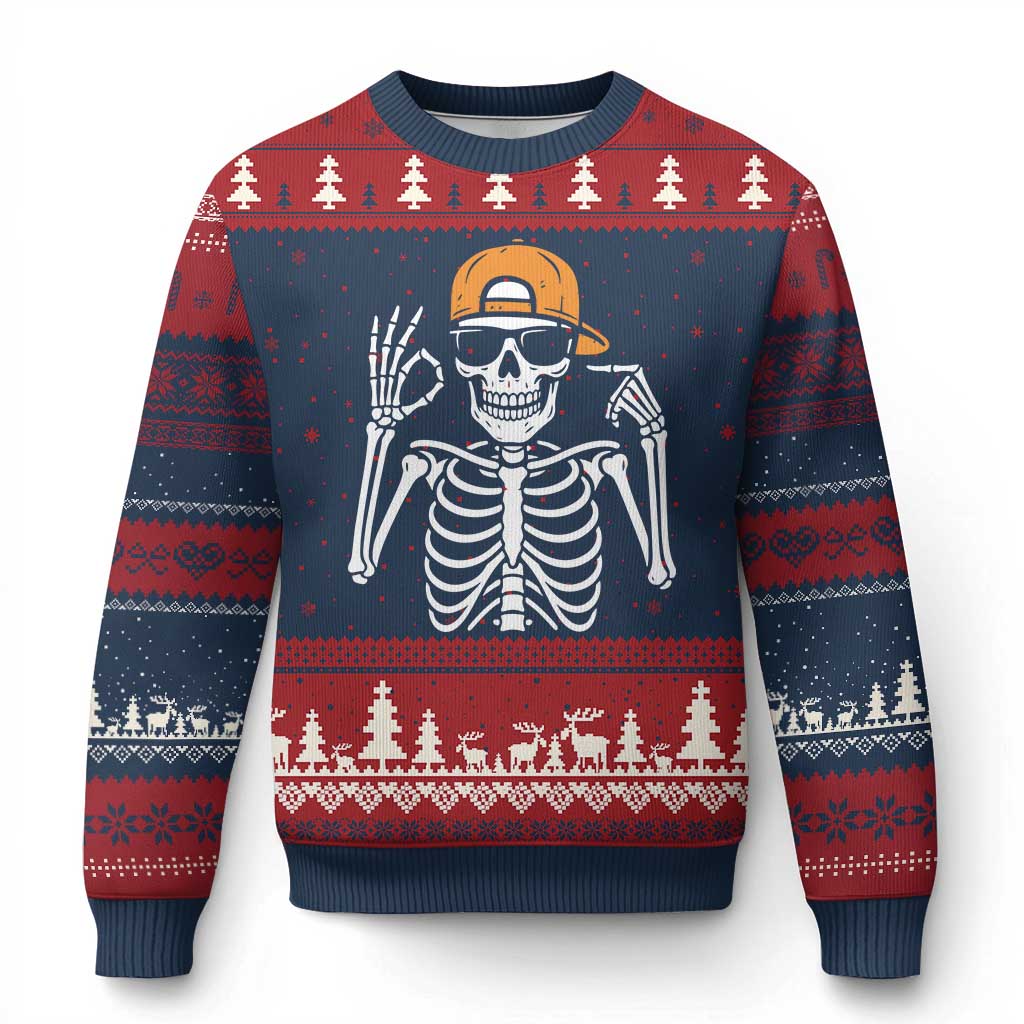 Funny Six Seven 67 Skeleton Gen Alpha Halloween Meme Ugly Christmas Sweater - Wonder Print Shop