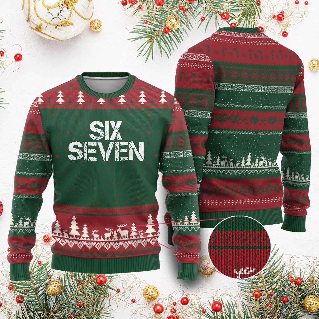 Six Seven Meme Vintage 67 Gen Alpha Meme Ugly Christmas Sweater - Wonder Print Shop