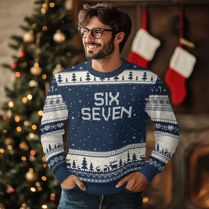 Six Seven Meme Pixel 67 Gen Alpha Internet Joke Ugly Christmas Sweater