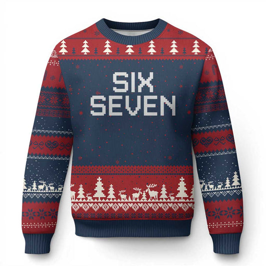 Six Seven Meme Pixel 67 Gen Alpha Internet Joke Ugly Christmas Sweater