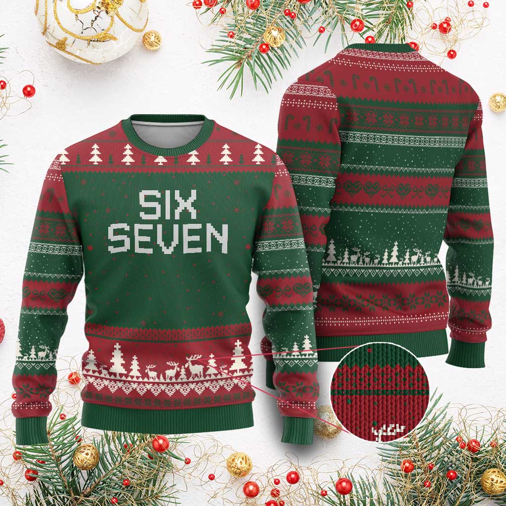 Six Seven Meme Pixel 67 Gen Alpha Internet Joke Ugly Christmas Sweater