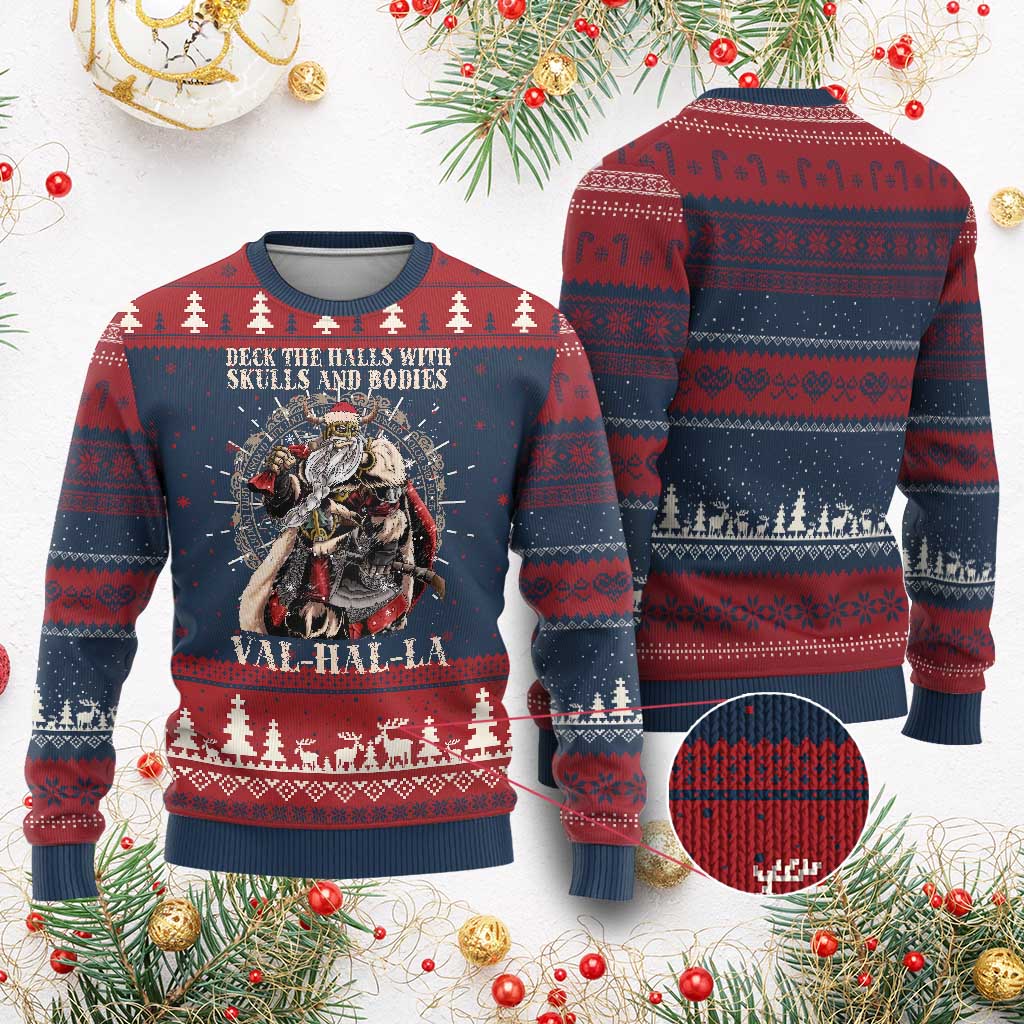 Viking Christmas Ugly Christmas Sweater Deck The Halls With Skulls And Bodies Valhalla - Wonder Print Shop
