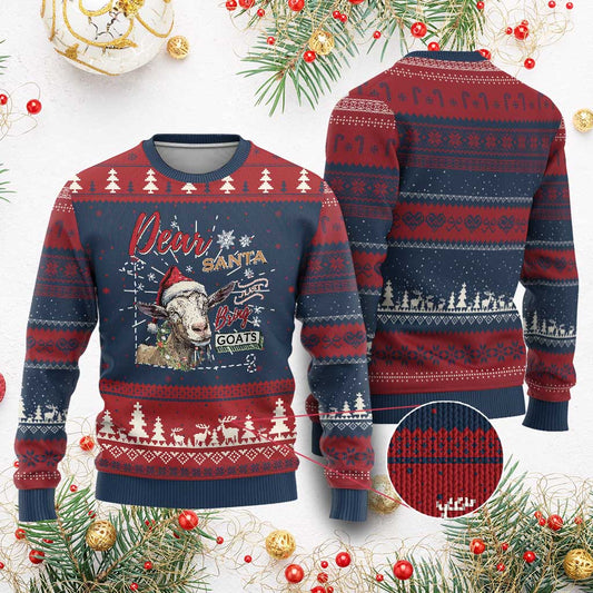 Funny Yule Ugly Christmas Sweater Dear Santa Just Bring Goats Krampus