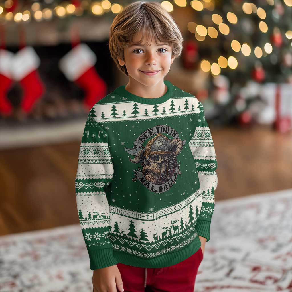See You In Valhalla Ugly Christmas Sweater Nordic Norse Viking Warrior Skull - Wonder Print Shop