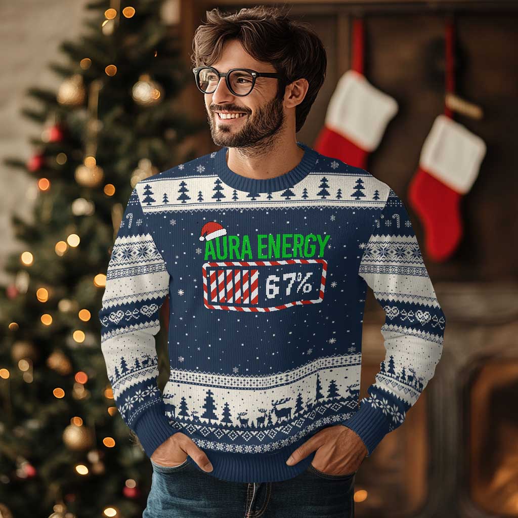 Funny Aura Energy 67 Xmas Ugly Christmas Sweater Aura Farming Six Seven Meme Gen Alpha Slang